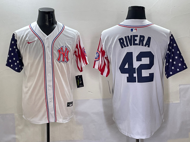 Men 2025  MLB New York Yankees #42 Rivera white jersey style 19